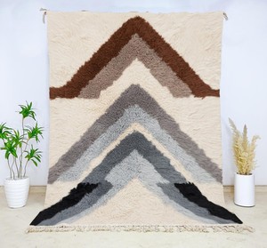 Beau tapis en soie, en laine, noué à la main, style marocain - Product Image 1