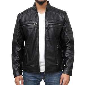 High Quality Men's Leather Jacket Light <b>Weight</b> with Custom Logo <b>Stand</b> Collar for Winter Direct Factory Supply jacket for men - Product Image 4