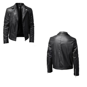 LUXMONT WA-005 Men's Winter <b>Motorcycle</b> <b>Leather</b> <b>Jacket</b> <b>Armor</b> Padding Cotton Half Zip Closure Windproof Breathable Quick Dry Stand - Product Image 4