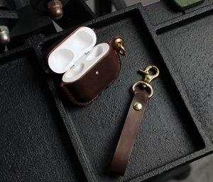 Funda elegante de cuero auténtico de alta calidad para AirPod, fundas duraderas personalizadas para todas las generaciones, funda para AirPods para protección - Product Image 3