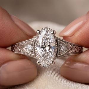 Anillo de estilo clásico con moissanita talla marquesa Art Deco, plata de ley 925 original, regalo de promesa para bodas reales y fiestas, para parejas. - Product Image 1