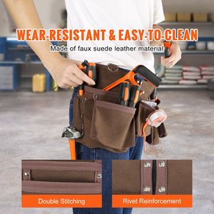 Cintura Porta Attrezzi in Pelle Resistente con 13 Tasche, Regolabile 29-54 Pollici, Doppio Porta Martello, Borsa Porta Utensili Durevole, Personalizzabile OEM - Product Image 2