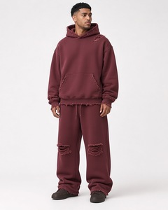 Conjunto Deportivo Personalizado Azul Marino con Sudadera con Cierre Frontal de Felpa de Algodón y Pantalones Deportivos de Pierna Recta - Product Image 5