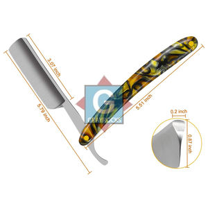 Navaja de barbero de alta calidad de acero inoxidable con doble filo y cuchillas de doble filo, con estuche de cuero. - Product Image 2