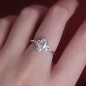 Nuevo Moissanite Diamond 925 Sterling Silver Unique Marquise Wedding Anillo de compromiso Fancy Women Jewelry Destiny Jewelry - Product Image 4