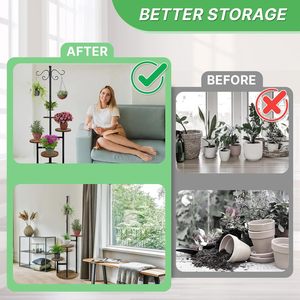 Support de plante suspendu en métal, grand modèle, pour intérieur et extérieur, porte-pot de fleurs pour salon, balcon, jardin, terrasse, noir - Product Image 5