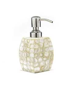 Elegant Oval White Shell Mosaic Soap Dispenser Resin Handcrafted Bathroom Lotion Pump Bottle Luxury <b>Vanity</b> Soap Container - Product Image 3