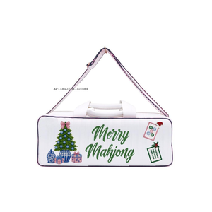 Bolsa de Viaje Bordada a Mano con Diseño de Árbol de Navidad Blanco, Cierre de Cremallera, Bolsa Textil Portátil para Fin de Semana - Product Image 1