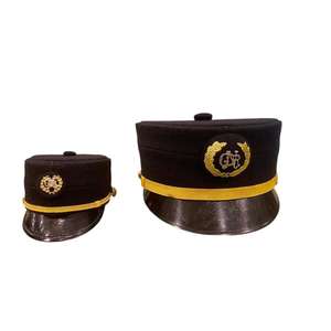 Custom Portugal Embroidered Peak Cap Black with Gold <b>Band</b> 56-58CM Formal <b>Hat</b> for Business Use Unisex Adult - Product Image 2