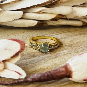 Trendy Design Labradorite <b>Ring</b> Boho Brass <b>Rings</b> For Women 18k Gold Plated <b>Dainty</b> Pave Crystal Cluster Jewelry Wholesale/OEM/ODM - Product Image 6