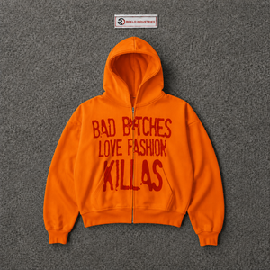 <b>Orange</b> Oversized Zip Up <b>Hoodie</b> Red Graphic Print Unisex Streetwear Fashion Full Zipper Hooded Sweatshirt For Men Women Casual - Product Image 5
