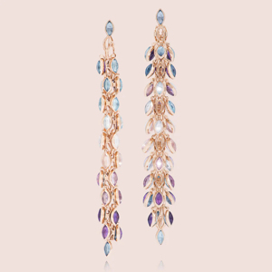 Boucles d'oreilles pendantes en cristal plaqué or rose pour femmes, style bohème, forme de fleur, bijoux de fête - Product Image 2