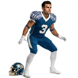 Ensemble d'uniformes de football américain imprimés par sublimation, maillot et short respirants avec protections, qualité supérieure - Product Image 2