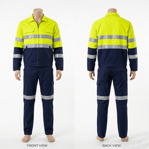 Overol de Seguridad Impermeable de Sarga de Polialgodón de 240 GSM con Certificación CE, Azul Marino, con Paneles de Cinta Reflectante, Logotipo Personalizado, Ropa de Trabajo - Product Image 5