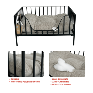 เตียงสัตว์เลี้ยงรูปทรงสี่เหลี่ยมผืนผ้าแบบเป็นมิตรกับสิ่งแวดล้อม สำหรับสุนัข แมว กระต่าย โครงเหล็กเคลือบผง ทนทาน ไส้ในปลอดสารพิษ ดีไซน์เรียบง่าย ทันสมัย - Product Image 3