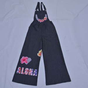 Salopette en jean pour femme de qualité supérieure, 100 % coton respirant, coupe classique vintage, jambe large, décontractée, printemps-été, longueur intégrale - Product Image 5
