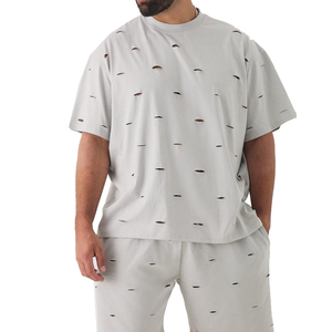 T-shirts Oversize en Coton 100% Coton 260 GSM Grande Taille Manches Courtes Homme T-shirt Oversize Délavé Lourd T-shirts Vierge - Product Image 1