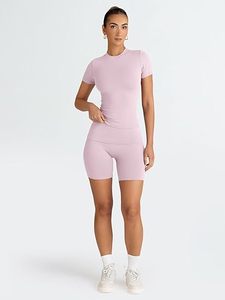 Conjunto Deportivo de 2 Piezas para Mujer, Shorts de Cintura Alta y Traje Deportivo con Estampado a Juego para Gimnasio, Yoga y Entrenamientos de Running - Product Image 4