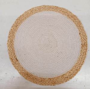 Eco-friendly handwoven round natural jute and cotton braided placemat for stylish rustic table décor and <b>dinner</b> table <b>mats</b> - Product Image 6