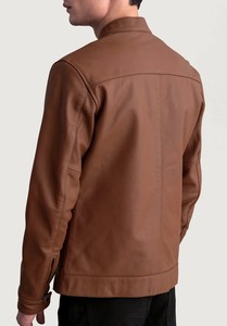 Vestes en cuir décontractées pour hommes, nouvelle collection, prix abordable, col montant, fermeture éclair sur le devant, couleurs personnalisables, imperméables, écologiques - Product Image 6