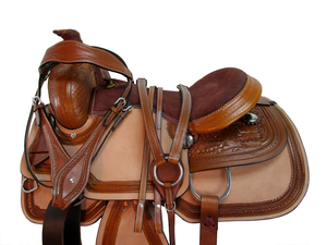 Silla de montar western tradicional de cuero prémium de alta calidad para carreras de barriles, cuero genuino de vaca, estructura de madera, herrajes de acero/latón - Product Image 6
