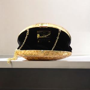 Handmade Black & Gold Clutch <b>Bag</b> Mica Flakes Resin Evening <b>Bag</b> - Product Image 6