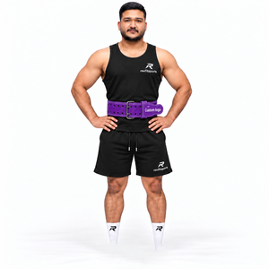 Wholesale Leather Powerlifting <b>Belt</b> <b>Men</b> Heavy Duty Double Prong Buckle Strength Training <b>Gym</b> Fitness Custom Logo Manufacturer - Product Image 4