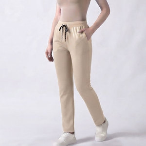 Pantalon de survêtement sport pour femme, taille mi-haute, avec cordon de serrage, couleur unie, coupe droite, décontracté, respirant, séchage rapide, style crayon, pour l'automne, Fourniture OEM - Product Image 1