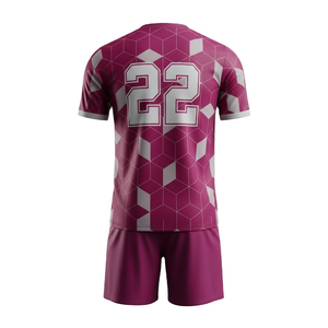 Uniforme de Fútbol Antibacterial de Secado Rápido 100% Poliéster, Uniforme de Fútbol Sublimado de Manga Corta con Diseño Geométrico Rosa Personalizado para Unisex - Product Image 2