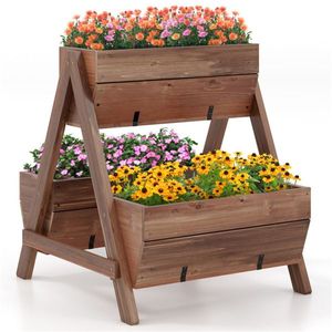 26-Inch Wooden Elevated Garden Bed for Flower Pots & Planters - Product Image 1