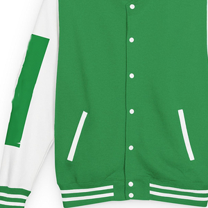 Chaqueta universitaria de forro polar verde y blanco Iota con cintas bordadas - Artículos griegos personalizados para hermandades, alumnas y equipamiento escolar, cortavientos y térmica - Product Image 3