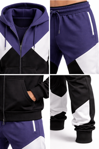 Conjunto Deportivo para Hombre en Color Morado y Negro, Sudadera con Cremallera y Pantalones Jogger, Ropa Deportiva Informal para Gimnasio, Fitness y Uso Diario - Product Image 6