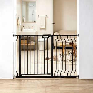 Cancello Moderno per Animali Domestici in Legno, Metallo, Ferro, ABS, Poliestere con Chiusura a Bottone per Corridoio e Soggiorno - Ideale per Gatti e Cani di Piccola Taglia - Product Image 4