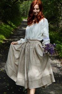 Slovak Folklore Inspired Casual 100% Cotton Floor-Length Wrap <b>Skirt</b> with Ruffles Eco-Friendly & Breathable Design - Product Image 4