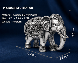 Idole moderne en forme de trompe d'éléphant, plaqué argent oxydé 999, 100% laiton, 5.2x2.5x3.5cm, 46g, pour Puja, Diwali et décoration de maison (inauguration) - Product Image 2