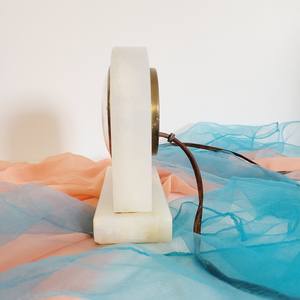 Horloge de cheminée électrique en onyx blanc et laiton de luxe, décoration élégante et moderne pour la maison, horloge de table de style antique pour salon et bureau - Product Image 4