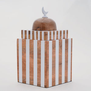 Chemin de table rectangulaire moderne en bois, rayé noir et blanc, pour salon, hôtel, villa - Product Image 1