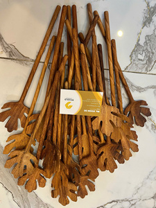 Natural Wooden Tea Spoon Disposable Eco-Friendly Vintage Design Mirror Long Handle Utensils <b>for</b> Outdoor Dining <b>Barbecue</b> <b>Camping</b> - Product Image 5