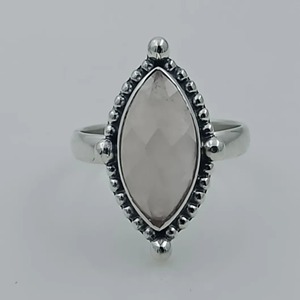 Rose <b>Quartz</b> Marquise 925 Sterling Silver Jewelry gift for her <b>Ring</b> bezel setting Handmade Rose <b>Quartz</b> Jewelry - Product Image 2