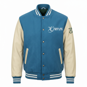 Sustainable American Style Winter Varsity <b>Jacket</b> Eco-Friendly Hooded Front Logo Embroidery Patches - Product Image 1