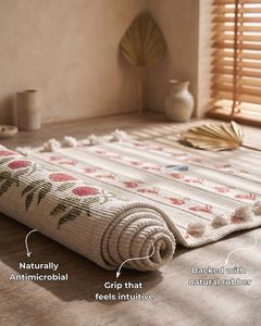 Tapis de yoga ONE UNIVERSE MANTRA The Garden Trail en coton teint aux herbes, non toxique - Product Image 3