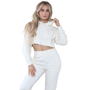Conjunto Deportivo de Algodón Negro para Mujer, Sudadera Corta y Pantalones Jogger, Ropa Casual de Gimnasio y Fitness, Cómoda para Invierno, Venta al Por Mayor 2026 - Product Image 4