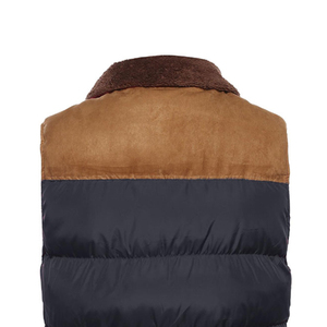 Men's <b>Black</b> Puffer <b>Vest</b> With Brown Fur Collar Button Closure Windproof Casual Winter Outerwear 100% Polyester - Product Image 6