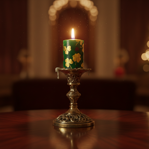 Bougie Pilier en Paraffine Florale Verte Élégante (7,6x7,6 cm) Faite à la Main, Écologique, Décoration d'Intérieur pour Fêtes et Mariages - Product Image 3