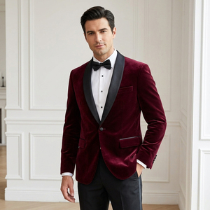 Trending Newly Fashion Men's Royal Blue <b>Velvet</b> Single Breasted <b>Blazer</b> with Black Shawl Collar <b>Blazers</b> - Product Image 6