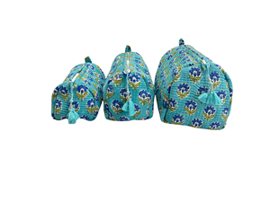 Set de Bolsas de Cosméticos con Estampado Floral, Estilo Bohemio, Cierre de Cremallera, Bolsas de Maquillaje Portátiles con Borlas - Product Image 4
