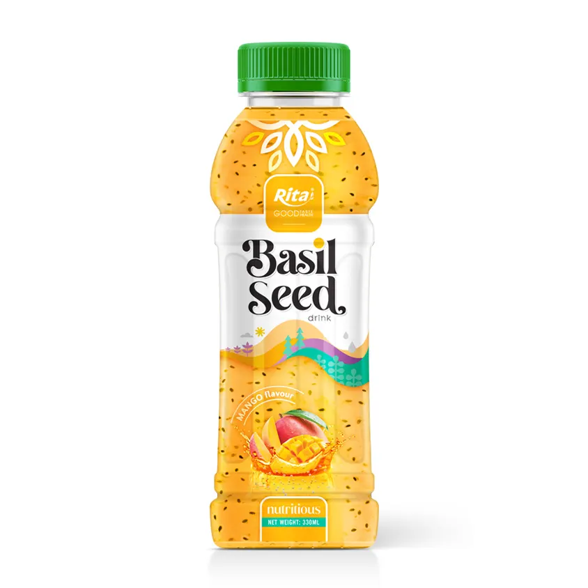 Vietnam Factory New Design Basil Seed Drink With Mango Juice 330 ml Pet Bottle Soft Drink Fast Delivery and Quality Service