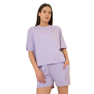 Nouveautés : Ensemble deux pièces décontracté pour femmes, haute qualité, nouvelle mode, couleur unie, shorts et hauts d'été pour filles avec impression personnalisée - Product Image 3