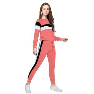 New High Quality Women Sweatshirt and Joggers <b>Sets</b> 100% Cotton Fleece <b>Colour</b> Pink Sports Wear Casual Sweatsuits for women's - Product Image 1
