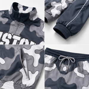 Custom Men's <b>Camo</b> Nylon Windbreaker <b>Jacket</b> Shorts Set Full Zip Lightweight Summer Streetwear Two Piece Tracksuit OEM Apparel - Product Image 4